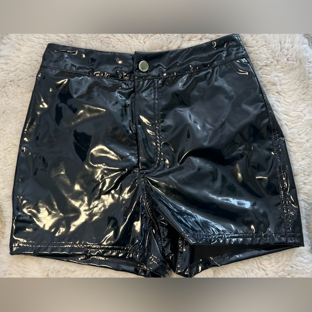 Black Latex Women's Shorts